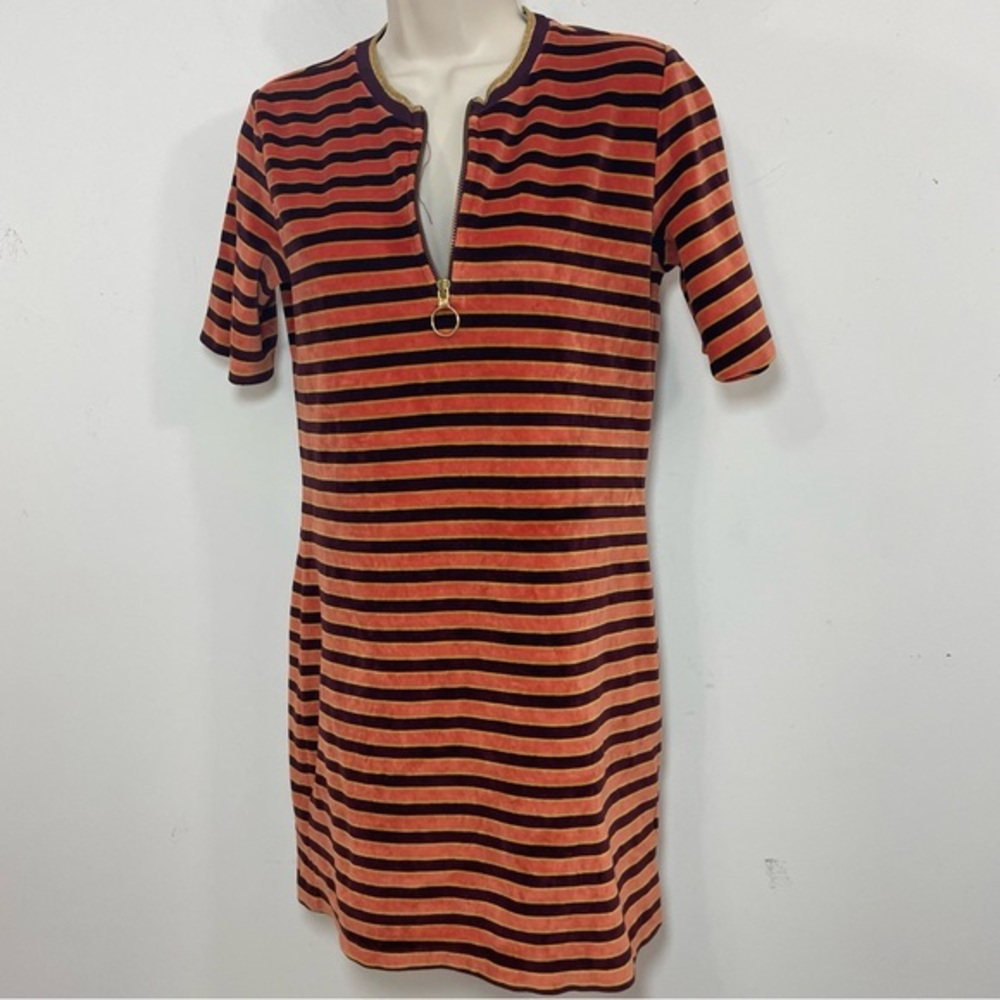 Scotch & Soda Velour velvet retro stripped shirt dress size small mini retro 70s